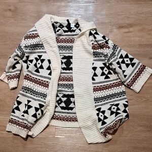 H&M Black and White Knit Open Cardigan